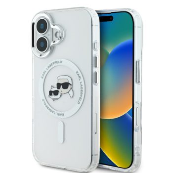   Karl Lagerfeld IML K&CH Heads Metal Frame MagSafe Apple iPhone 16 Pro Max (6.9) hátlapvédő tok átlátszó (KLHMP16LHLSKCH)